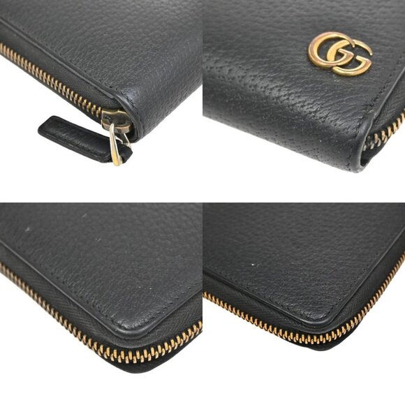 GUCCI GG Logo Marmont Long Zipper Wallet Leather Black GHW Italy 60FC119 - Picture 14 of 14